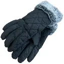 Glove Ladies' Faux Fur Cuff Black Gray.webp