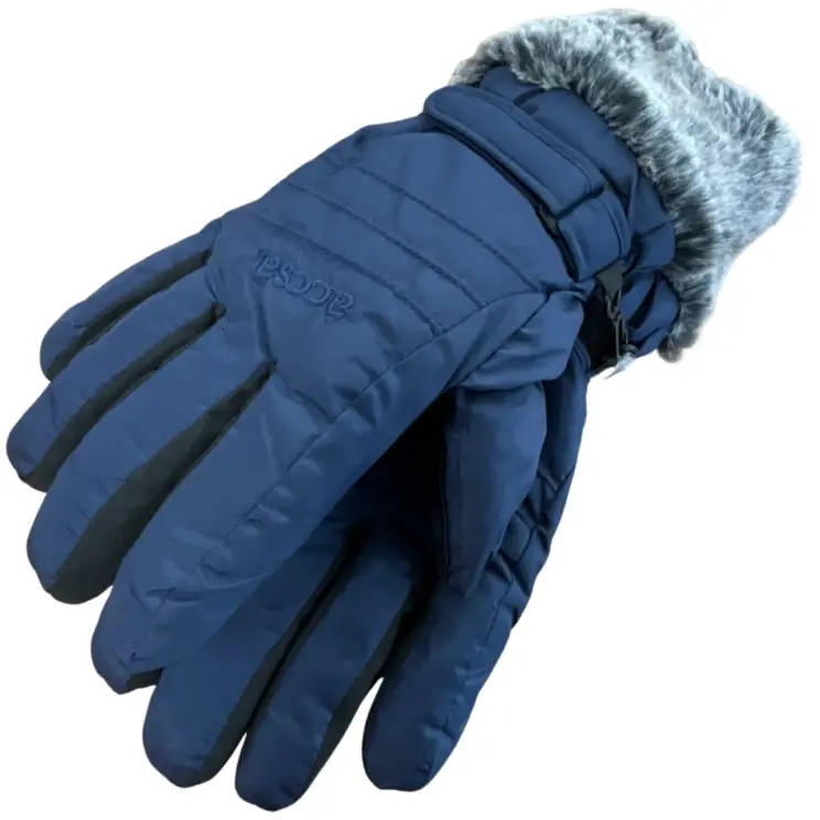 Glove Ladies' Faux Fur Cuff Navy.webp