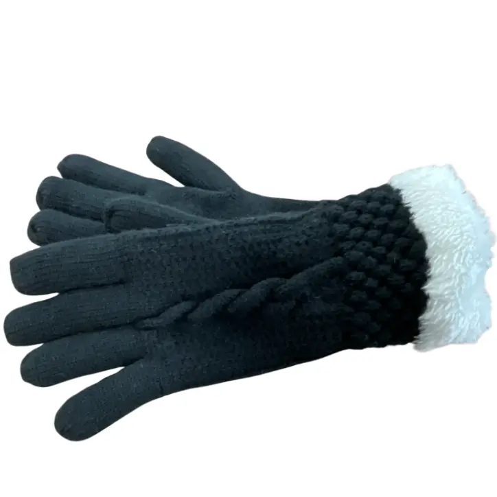 Glove Ladies' Cable Knit Black White.webp