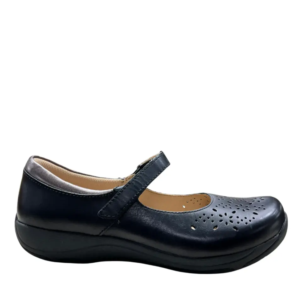 Dansko Stacy Black Waxy Burnished Women's Mary Jane Shoe