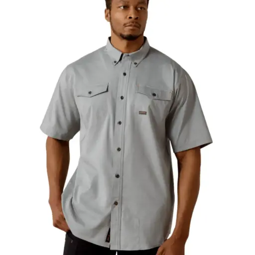 Ariat MNS Rebar Made Tough VentTEK DuraStretch Work Shirt CHARCOAL HEATHER 10031024