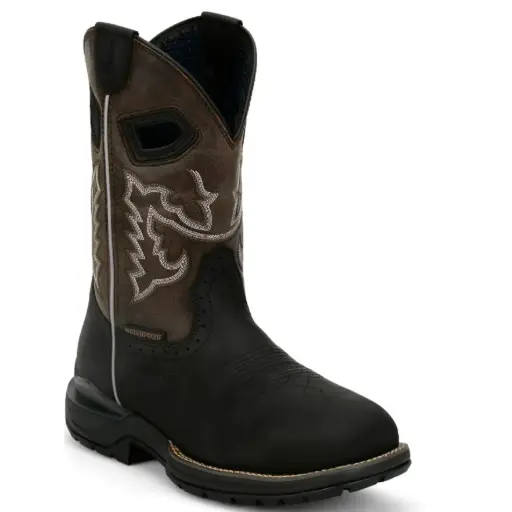 Justin Men’s Chase Black Water Buffalo (Waterproof Square Nano Comp. Toe) 4141